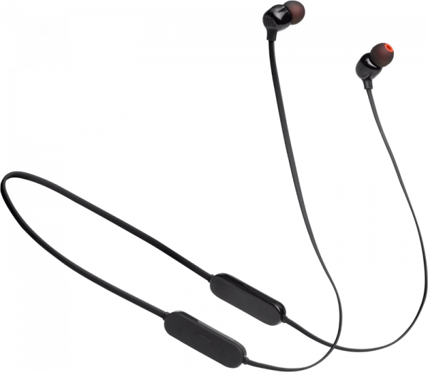 JBL TUNE125BT In-Ear Wireless Lifestyle Headphones with 3-Button Mic/Remote Flat Cable Black